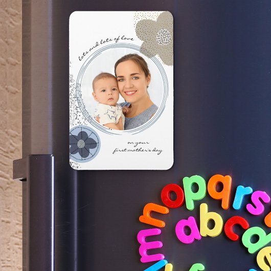 アートポップ・アートのフラワー編集可能大事な行事ブルーグレー写真 マグネット