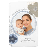 アートポップ・アートのフラワー編集可能大事な行事ブルーグレー写真 マグネット (縦)