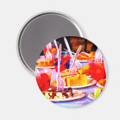 アートポップ・アートのフードケーキスナックフォークカラフル マグネット (正面/裏面)