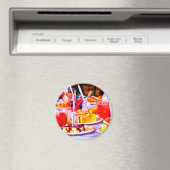 アートポップ・アートのフードケーキスナックフォークカラフル マグネット (インサイチュ (食洗機))