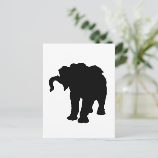 アートポップ・アートのベビーゾウのシルエット ポストカード (スタンド正面)