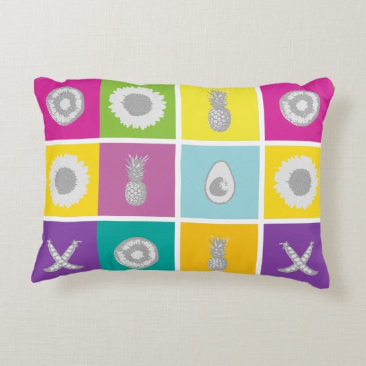 アートポップ・アートのボタニカル&フルーツアクセント枕 アクセントクッション (裏面)