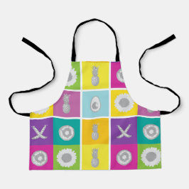 アートポップ・アートのボタニカル&フルーツオールオーバープリント エプロン