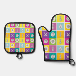 アートポップ・アートのボタニック&フルーツ 鍋つかみ&鍋敷きセット