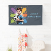 アートポップ・アートのボーイズサッカー誕生日バッシュの好意 横断幕 (インサイチュ)