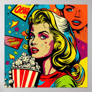 アートポップ・アートのポスター – PopCornを持つ全米の女の子 ポスター