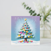 アートポップ・アートのマンガのクリスマスツリーカラフルオーナメント シーズンカード (スタンド正面)