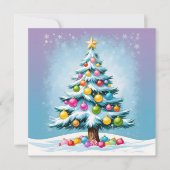 アートポップ・アートのマンガのクリスマスツリーカラフルオーナメント シーズンカード (正面)