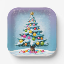 アートポップ・アートのマンガのクリスマスツリーカラフルオーナメント