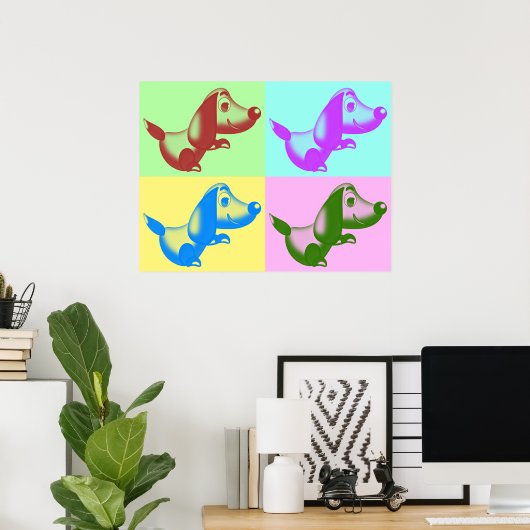 アートポップ・アートのマンガ犬ポスター ポスター (ホームオフィス)