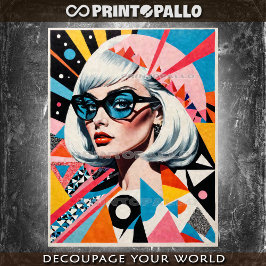 アートポップ・アートのミッドセンチュリーのファッション眼鏡の女性 薄葉紙