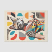 アートポップ・アートのミッド・センチュリーのファッション猫の女性のコラージュ 薄葉紙 (正面)