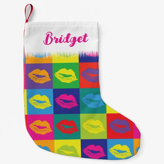 アートポップ・アートのリップクリスマスキス スモールクリスマスストッキング (正面)