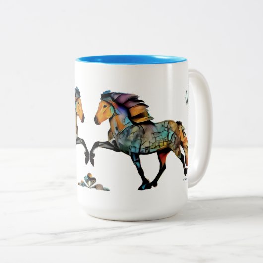アートポップ・アートのワイルドカラーズアイスランドホース ツートーンマグカップ (正面右)