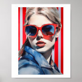 アートポップ・アートのヴィンテージサングラスの美少女 ポスター (正面)