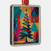 アートポップ・アートの幾何学的に重なったクリスマスツリー メタルオーナメント (右)