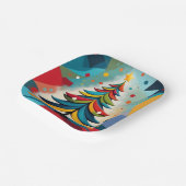 アートポップ・アートの幾何学的クリスマスフェザー付き枝 ペーパープレート (傾斜あり)