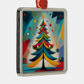 アートポップ・アートの幾何学的クリスマスフェザー付き枝 メタルオーナメント (右)