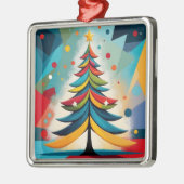 アートポップ・アートの幾何学的クリスマスフェザー付き枝 メタルオーナメント (左)