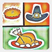 アートポップ・アートの感謝祭ディナー スクエアシール (正面)