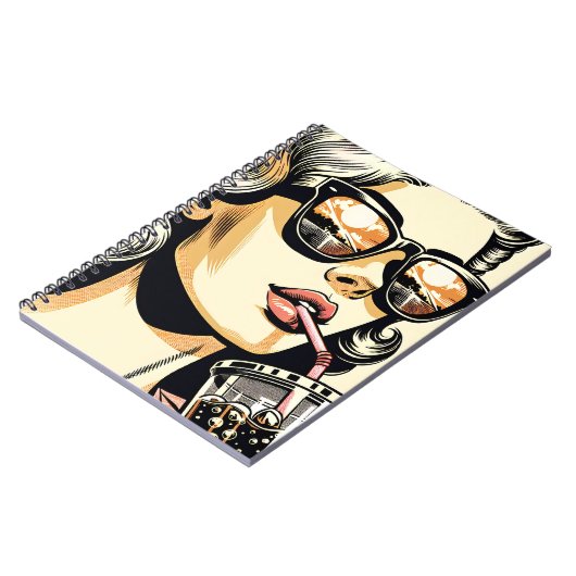 アートポップ・アートの漫画本女かわいらし炭酸飲料 ノートブック (左側)