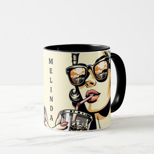 アートポップ・アートの漫画本女かわいらし炭酸飲料 マグカップ (正面右)