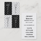 アートポップ・アートの美容師美容はさみ水玉模様 名刺 (正面/裏面)