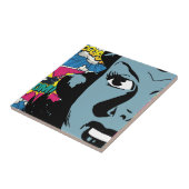 アートポップ・アートの表現インレトロ漫画スタイルブルーウーマン タイル (側面)