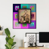 アートポップ・アートの・エイブラハム・リンカーンとその猫「ディクシー」 ポスター (ホームオフィス)