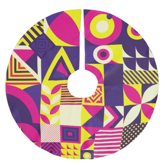 アートポップ・アートの、カラフルの幾何学的な形状。 ブラッシュドポリエステルツリースカート (正面)