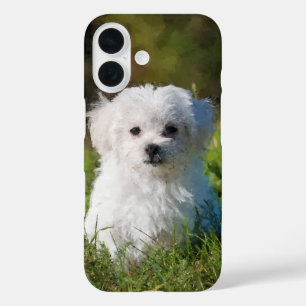 アートマルチーズパピ絵画ー犬 iPhone 16ケース