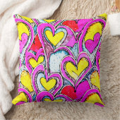 アートモザイクのカラーハートシェイプ クッション (ブランケット)