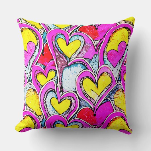 アートモザイクのカラーハートシェイプ クッション (正面)