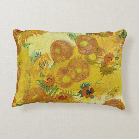 アートモダンイエローオレンジひまわり油絵 アクセントクッション (裏面)