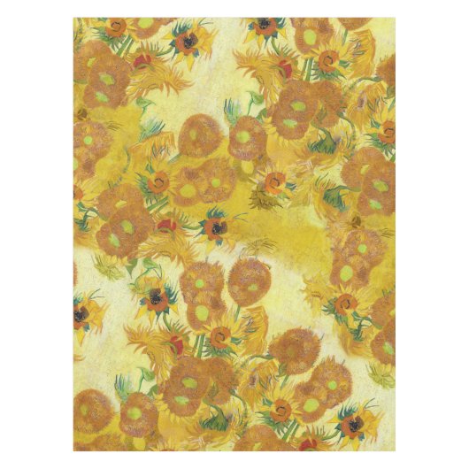 アートモダンイエローオレンジひまわり油絵 テーブルクロス (正面)