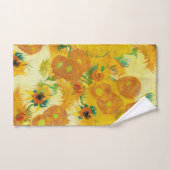 アートモダンイエローオレンジひまわり油絵 バスタオルセット (ハンドタオル)
