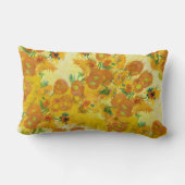 アートモダンイエローオレンジひまわり油絵 ランバークッション (裏面)