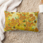 アートモダンイエローオレンジひまわり油絵 ランバークッション (ブランケット)