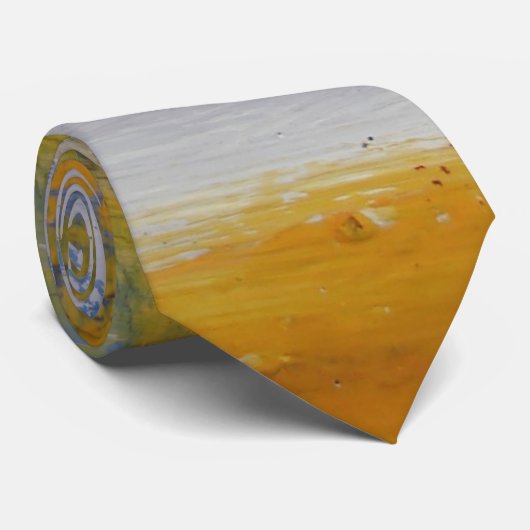 アートモダンイエローブルー抽象芸術アートワーク絵を描ズ ネクタイ (ロール)