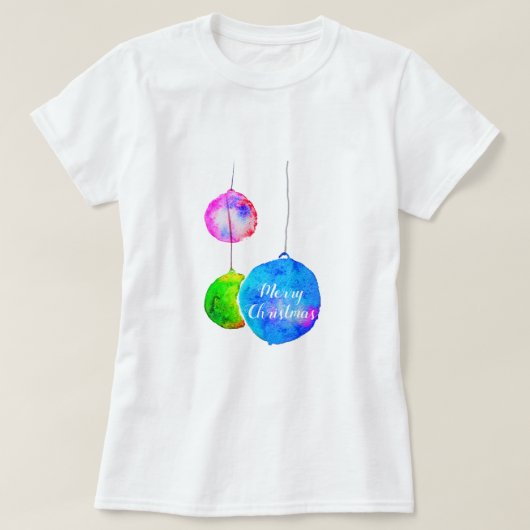 アートモダンカラフルピンクとブルーのクリスマスボーブル Tシャツ (デザイン正面)