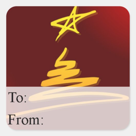 アートモダンクリスマスツリーギフトラベル スクエアシール (正面)