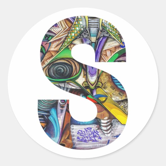アートモダングラフィティモノグラムイニシャルS ラウンドシール (正面)