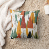 アートモダングリーンオレンジ黄素朴松の木 クッション (ブランケット)