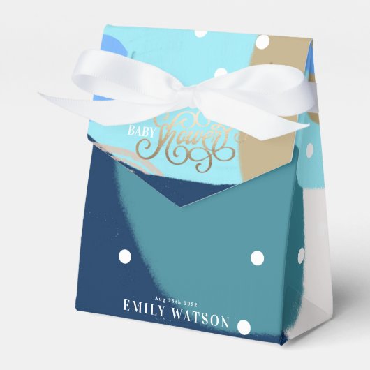 アートモダンサプライズ少年金ゴールドレタリングベビーシャワー フェイバーボックス (正面サイド)