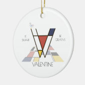 アートモダンスタイルモノグラム。レターV セラミックオーナメント (左)