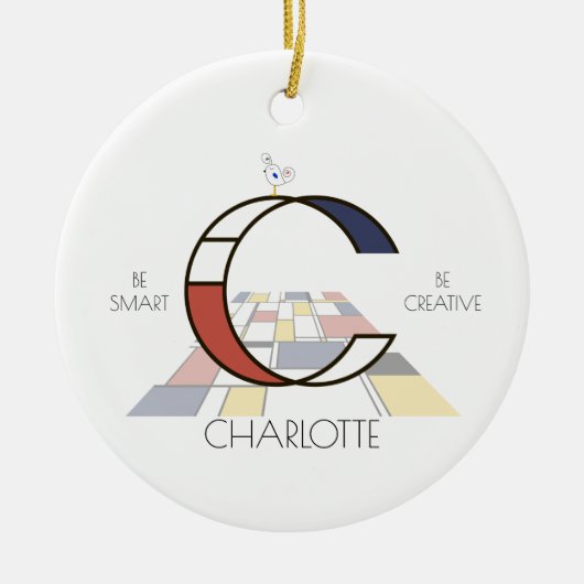 アートモダンスタイルモノグラム。文字С セラミックオーナメント (正面)