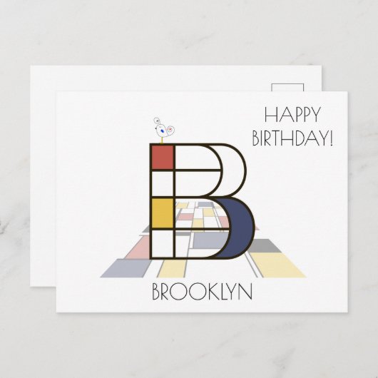 アートモダンスタイルモノグラム。文字B ポストカード (正面/裏面)