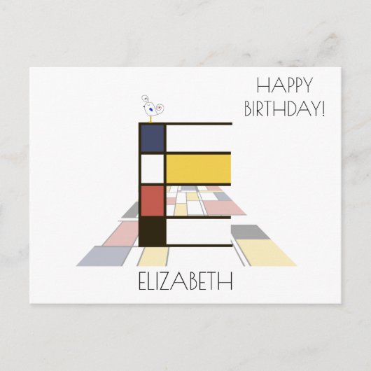 アートモダンスタイルモノグラム。文字E ポストカード (正面)