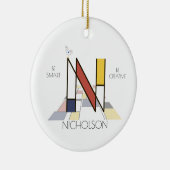 アートモダンスタイルモノグラム。文字N セラミックオーナメント (右)