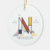 アートモダンスタイルモノグラム。文字N セラミックオーナメント (左)